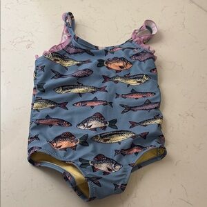 Pink Chicken Fish-Print One-Piece Swimsuit